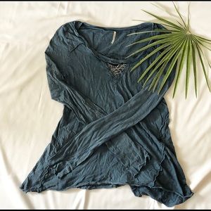 Blue long sleeve free people top